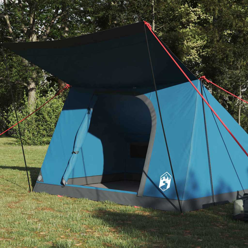vidaXL Camping Tent 4-Person Waterproof Blue Taffeta - 282 x 225 x 154 cm