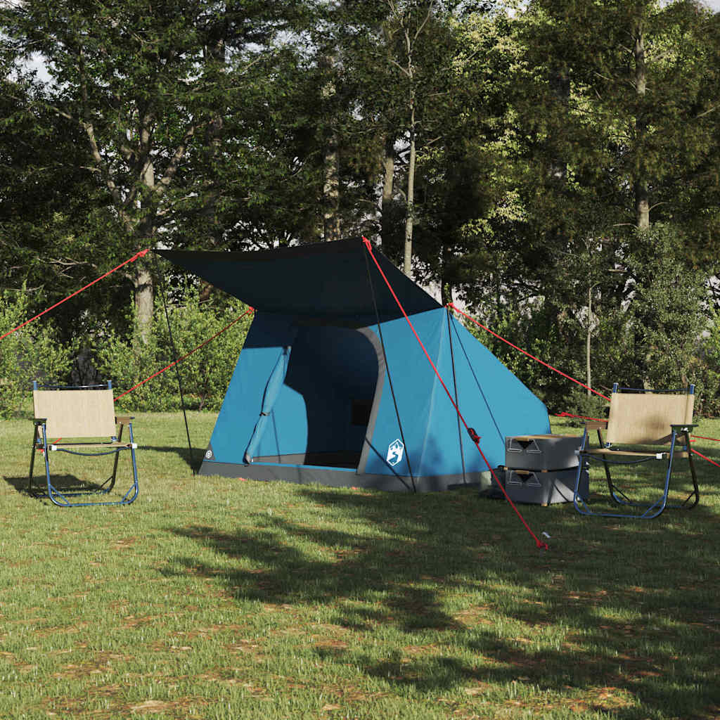 vidaXL Camping Tent 4-Person Waterproof Blue Taffeta - 282 x 225 x 154 cm