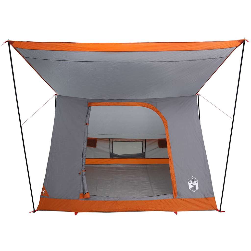 vidaXL Camping Tent 4-Person Waterproof Grey and Orange Taffeta - 282 x 225 x 154 cm