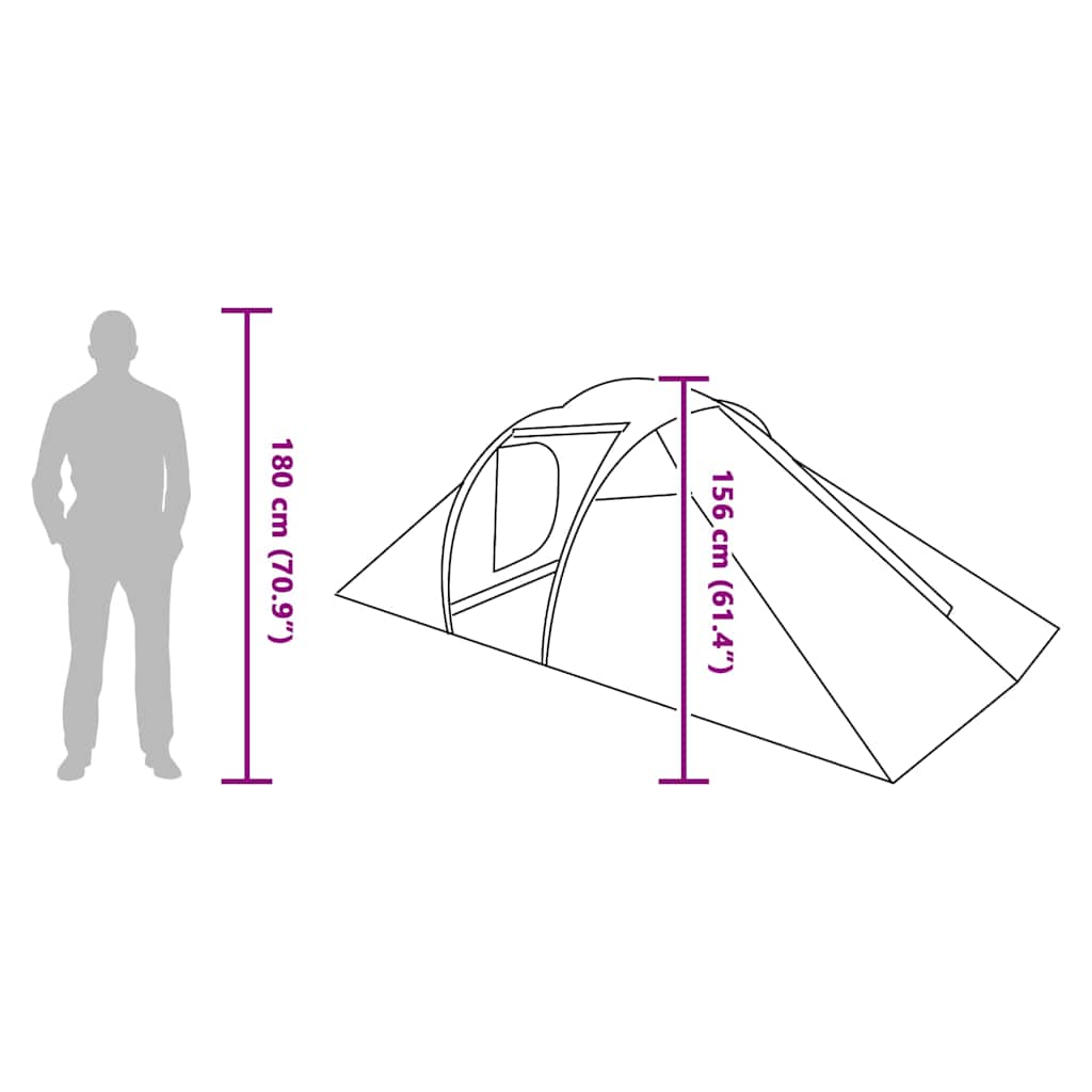 vidaXL Tunnel tent with Roof Green 510 x 240 x 156 cm Taffeta