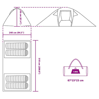 vidaXL Tunnel tent Grey and Orange 510 x 240 x 156 cm Taffeta