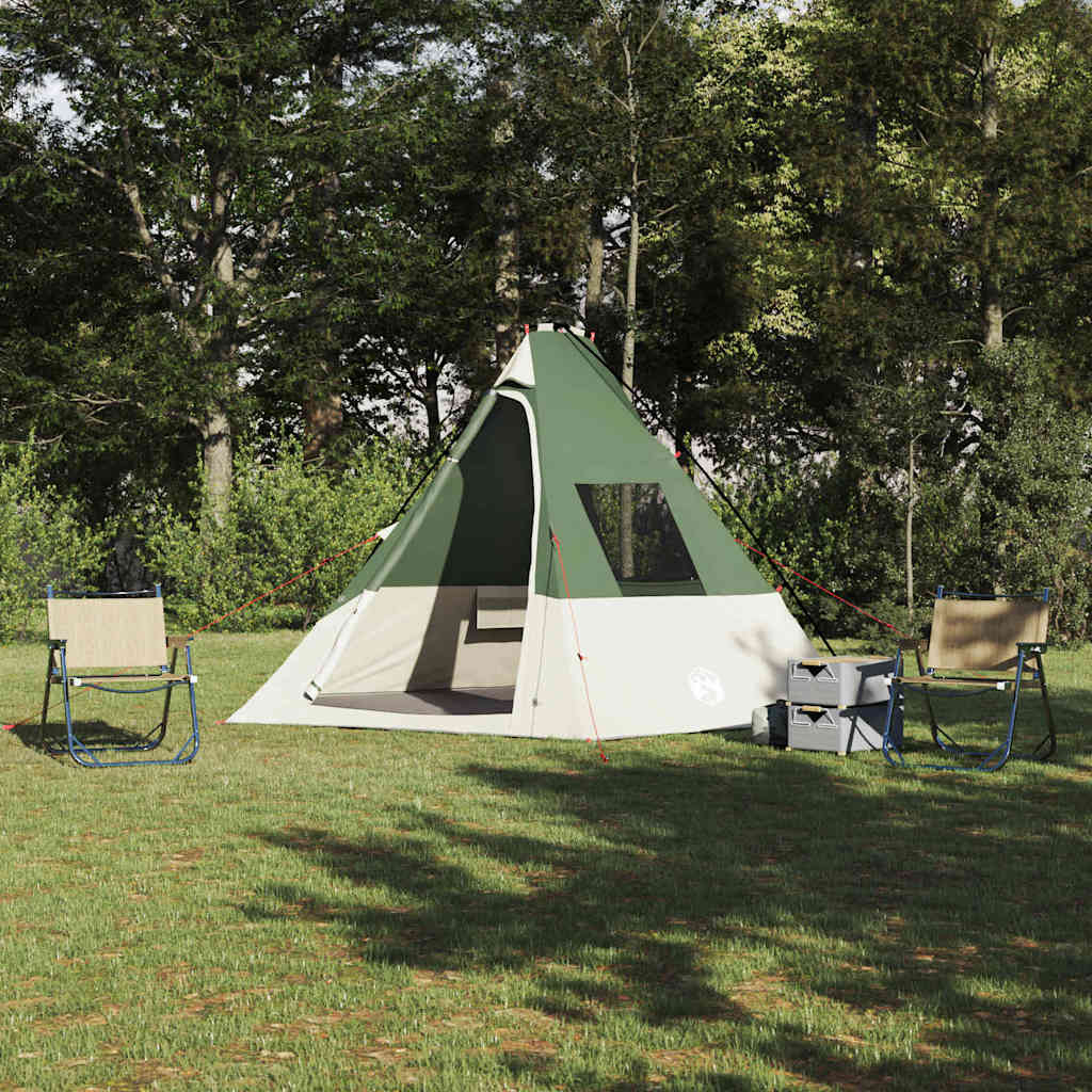vidaXL Tipi Tent 6-Person Waterproof Green Taffeta - 383 x 338 x 217 cm