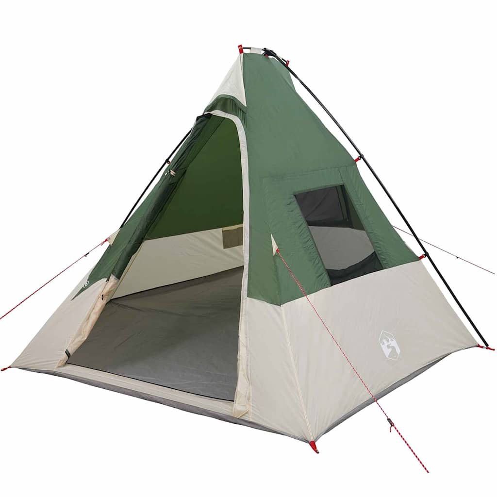 vidaXL Tipi Tent 6-Person Waterproof Green Taffeta - 383 x 338 x 217 cm