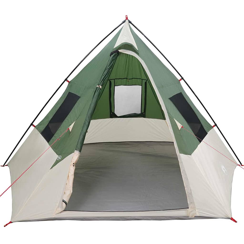 vidaXL Tipi Tent 6-Person Waterproof Green Taffeta - 383 x 338 x 217 cm
