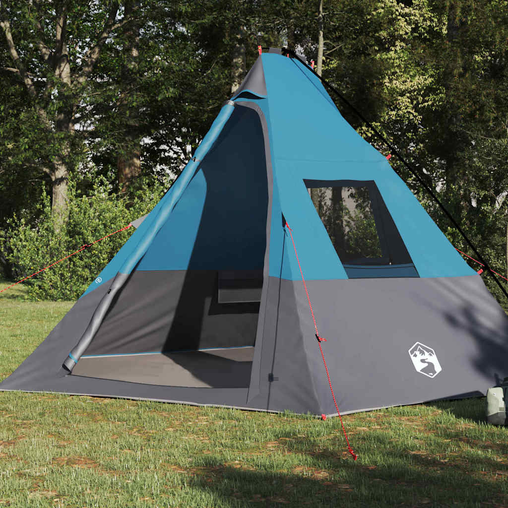 vidaXL Tipi Tent 6-Person Waterproof Blue Taffeta - 383 x 338 x 217 cm
