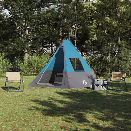 vidaXL Tipi Tent 6-Person Waterproof Blue Taffeta - 383 x 338 x 217 cm