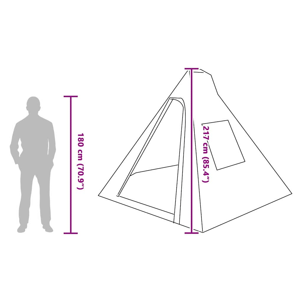 vidaXL Tipi Tent 6-Person Waterproof Blue Taffeta - 383 x 338 x 217 cm