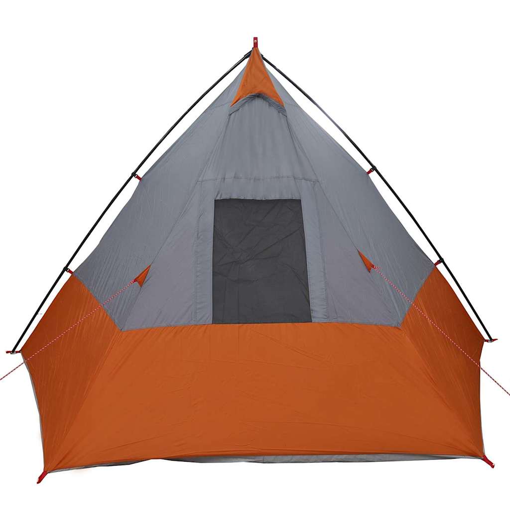 vidaXL Tipi Tent 6-Person Waterproof Grey and Orange Taffeta - 383 x 338 x 217 cm