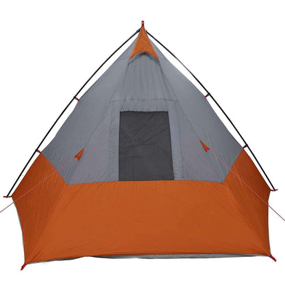 vidaXL Tipi Tent 6-Person Waterproof Grey and Orange Taffeta - 383 x 338 x 217 cm