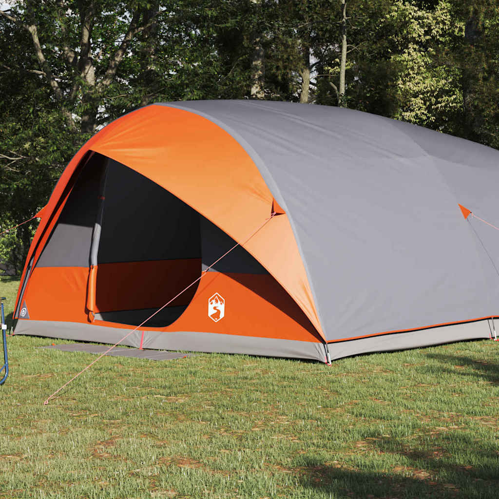 vidaXL Tunnel tent 10-Person Waterproof Grey and Orange Taffeta - 500 x 348 x 200 cm