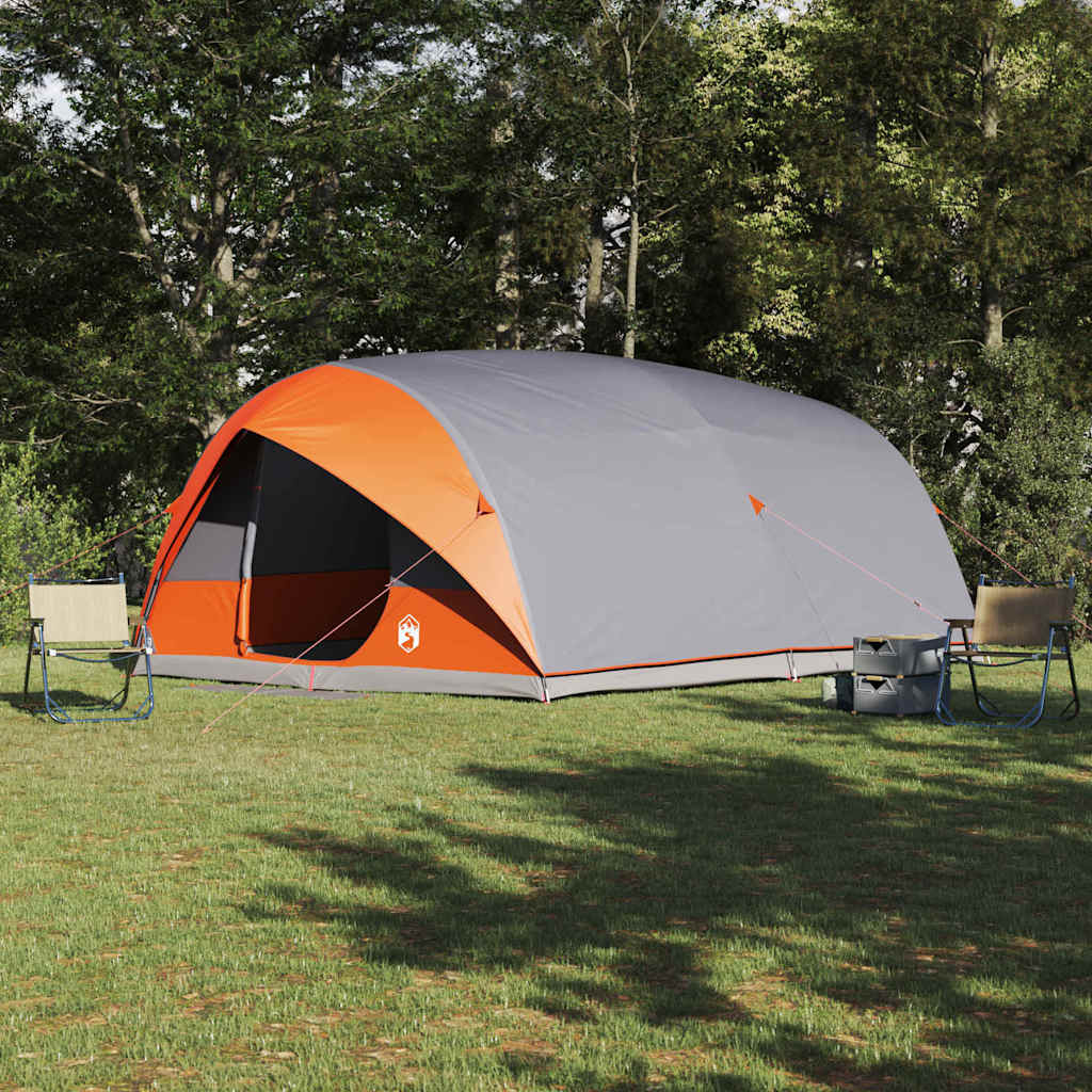 vidaXL Tunnel tent 10-Person Waterproof Grey and Orange Taffeta - 500 x 348 x 200 cm