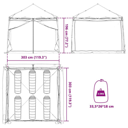 vidaXL Inner Tent 6-Person Grey and Orange Taffeta - 303 x 303 x 196 cm