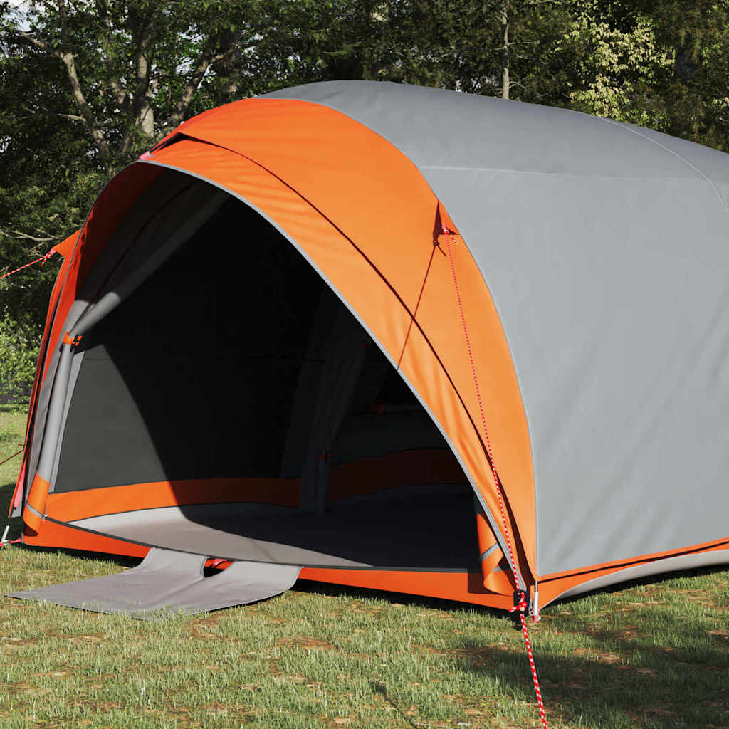 vidaXL Tunnel tent 6-Person Waterproof Grey and Orange Taffeta - 410 x 285 x 198 cm