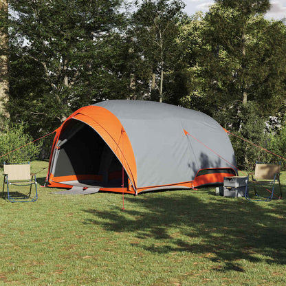 vidaXL Tunnel tent 6-Person Waterproof Grey and Orange Taffeta - 410 x 285 x 198 cm