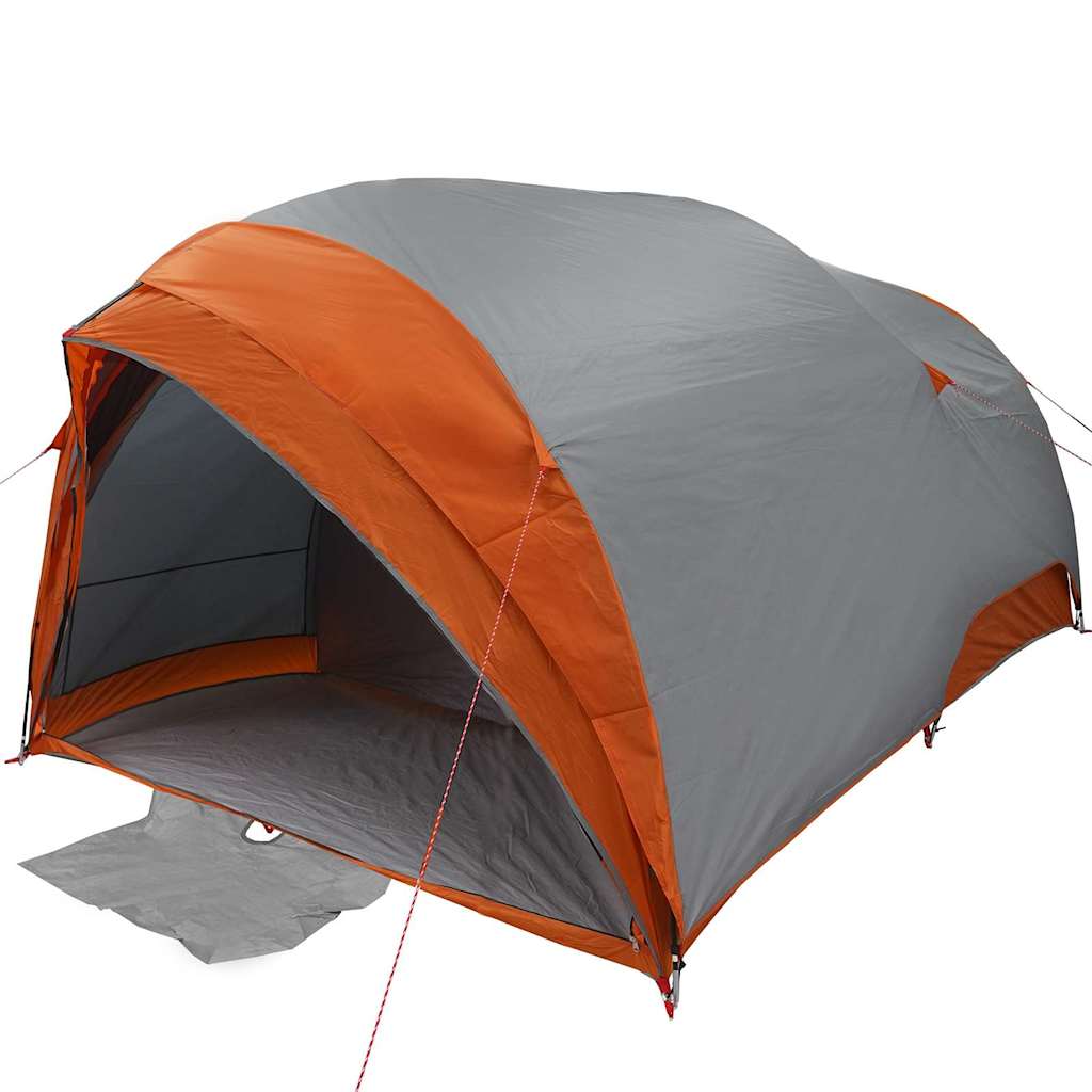 vidaXL Tunnel tent 6-Person Waterproof Grey and Orange Taffeta - 410 x 285 x 198 cm