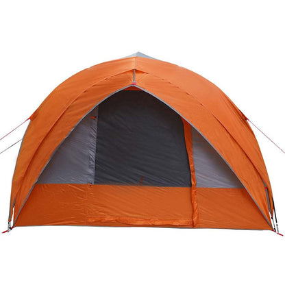 vidaXL Tunnel tent 6-Person Waterproof Grey and Orange Taffeta - 410 x 285 x 198 cm