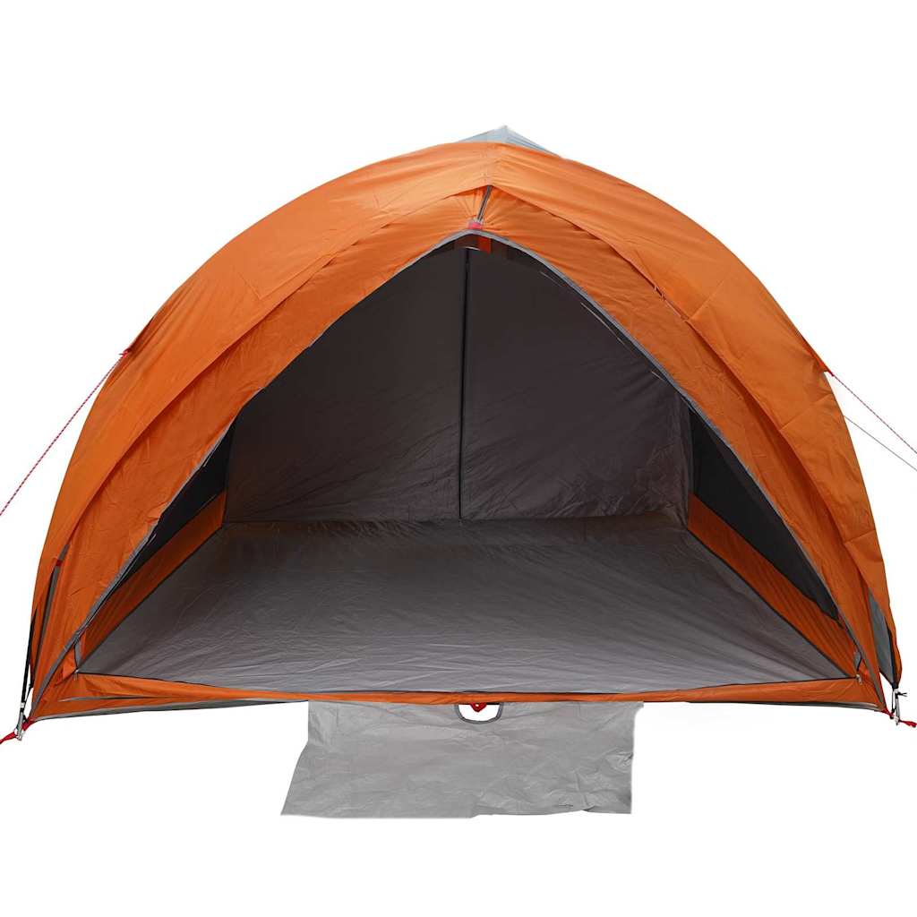 vidaXL Tunnel tent 6-Person Waterproof Grey and Orange Taffeta - 410 x 285 x 198 cm