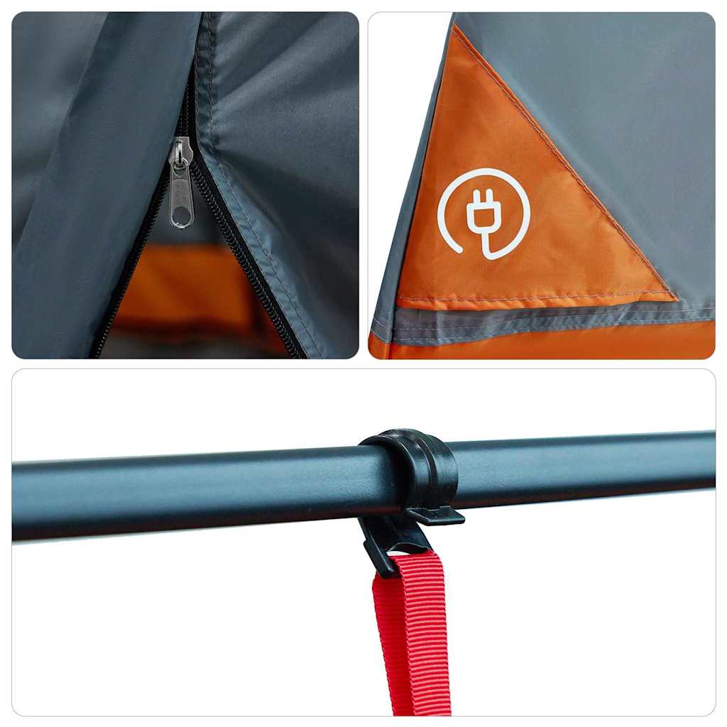 vidaXL Inner Tent 6-Person Grey and Orange Taffeta - 291 x 291 x 240 cm