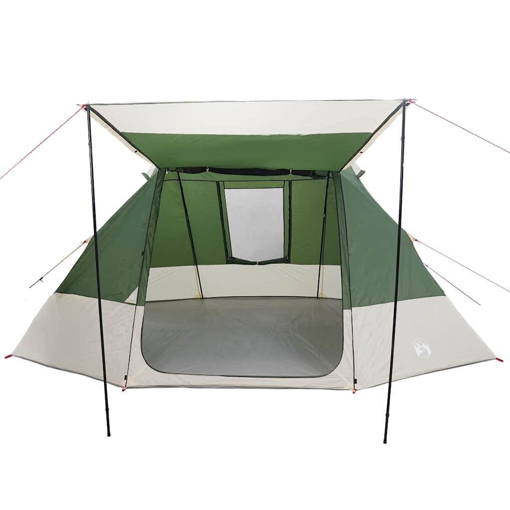 vidaXL Camping Tent 10-Person Waterproof Green Taffeta - 482 x 360 x 227 cm