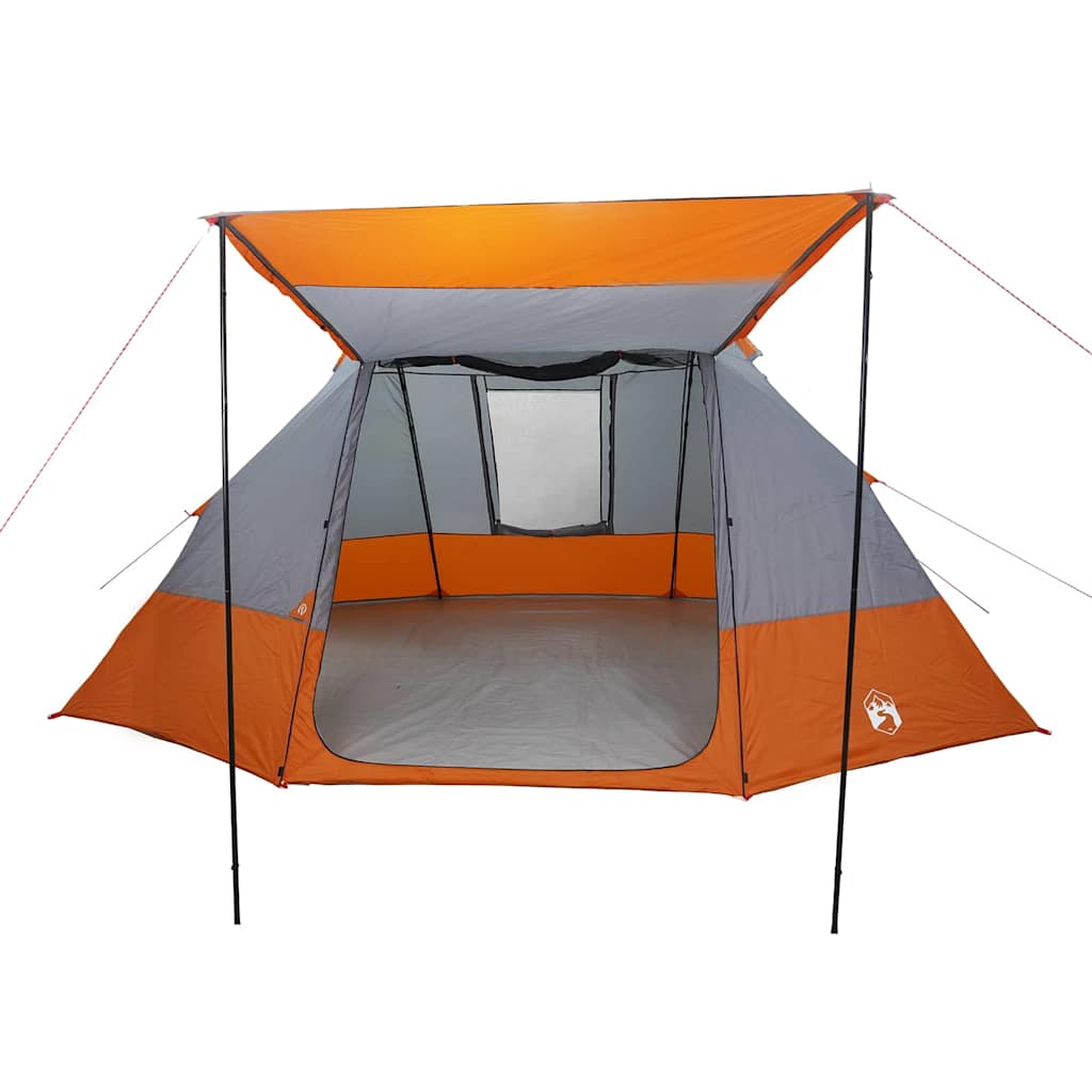vidaXL Camping Tent 10-Person Waterproof Grey and Orange Taffeta - 482 x 360 x 227 cm