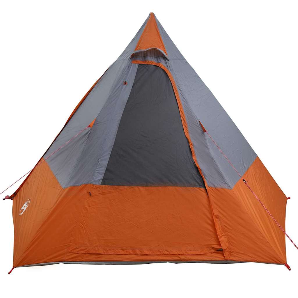vidaXL Camping Tent 10-Person Waterproof Grey and Orange Taffeta - 482 x 360 x 227 cm