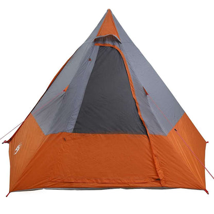 vidaXL Camping Tent 10-Person Waterproof Grey and Orange Taffeta - 482 x 360 x 227 cm
