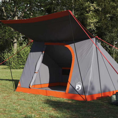 vidaXL Camping Tent 2-Person Waterproof Grey and Orange Taffeta - 223 x 163 x 130 cm
