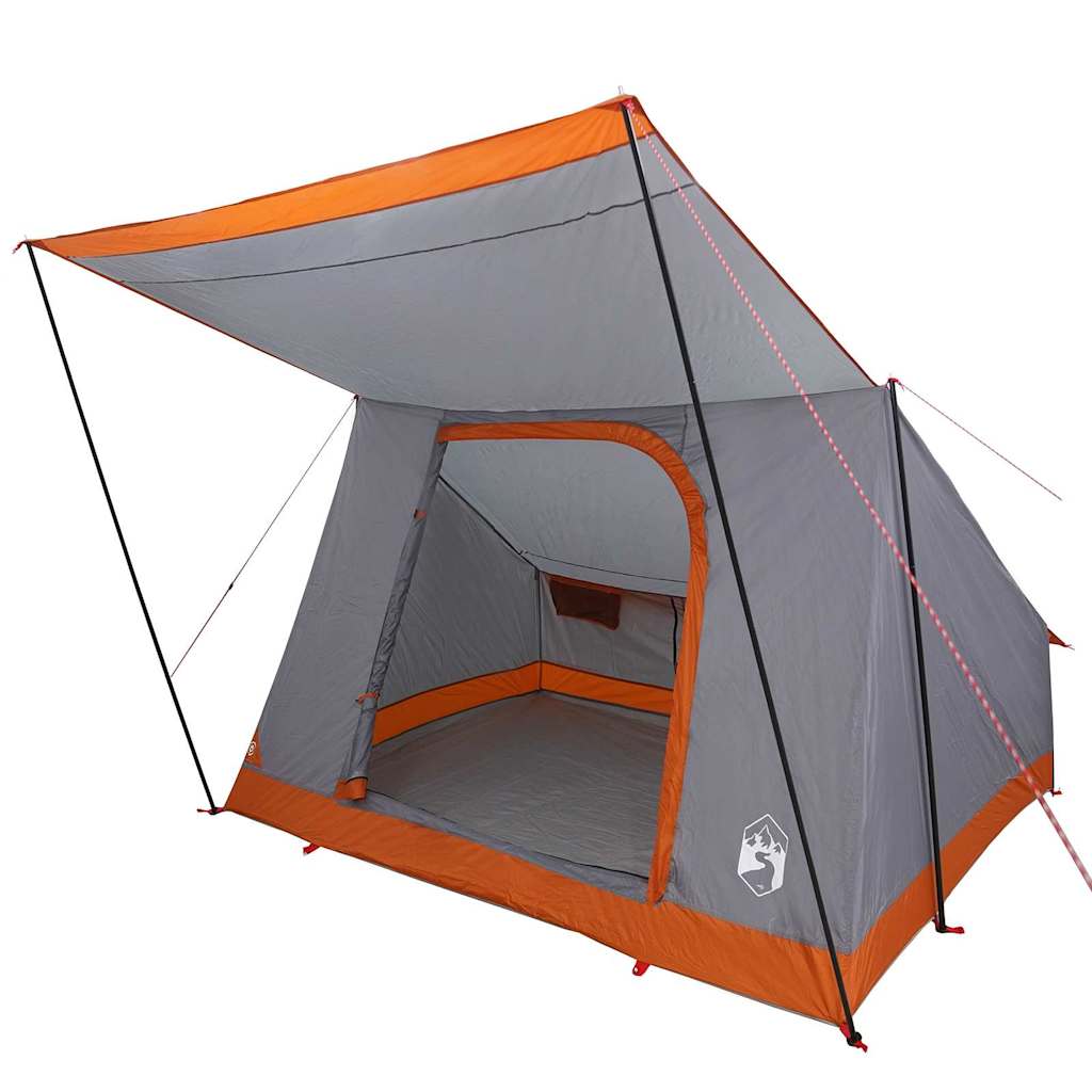 vidaXL Camping Tent 2-Person Waterproof Grey and Orange Taffeta - 223 x 163 x 130 cm