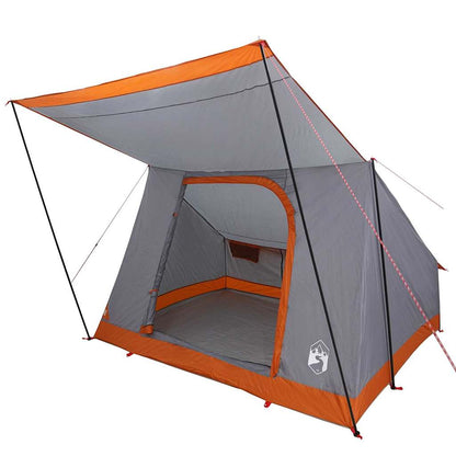 vidaXL Camping Tent 2-Person Waterproof Grey and Orange Taffeta - 223 x 163 x 130 cm