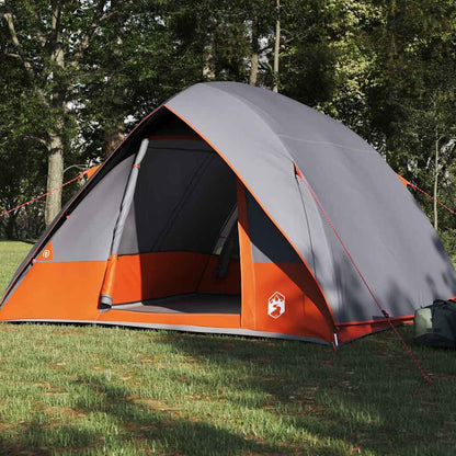 vidaXL Camping Tent 2-Person Waterproof Grey and Orange Taffeta - 275 x 230 x 140 cm