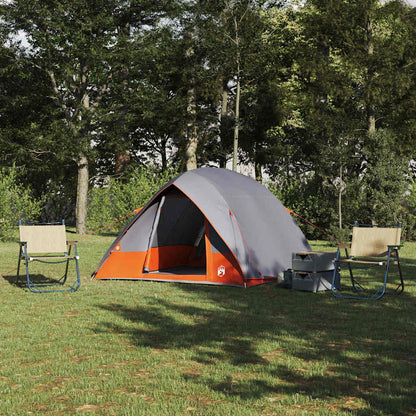 vidaXL Camping Tent 2-Person Waterproof Grey and Orange Taffeta - 275 x 230 x 140 cm