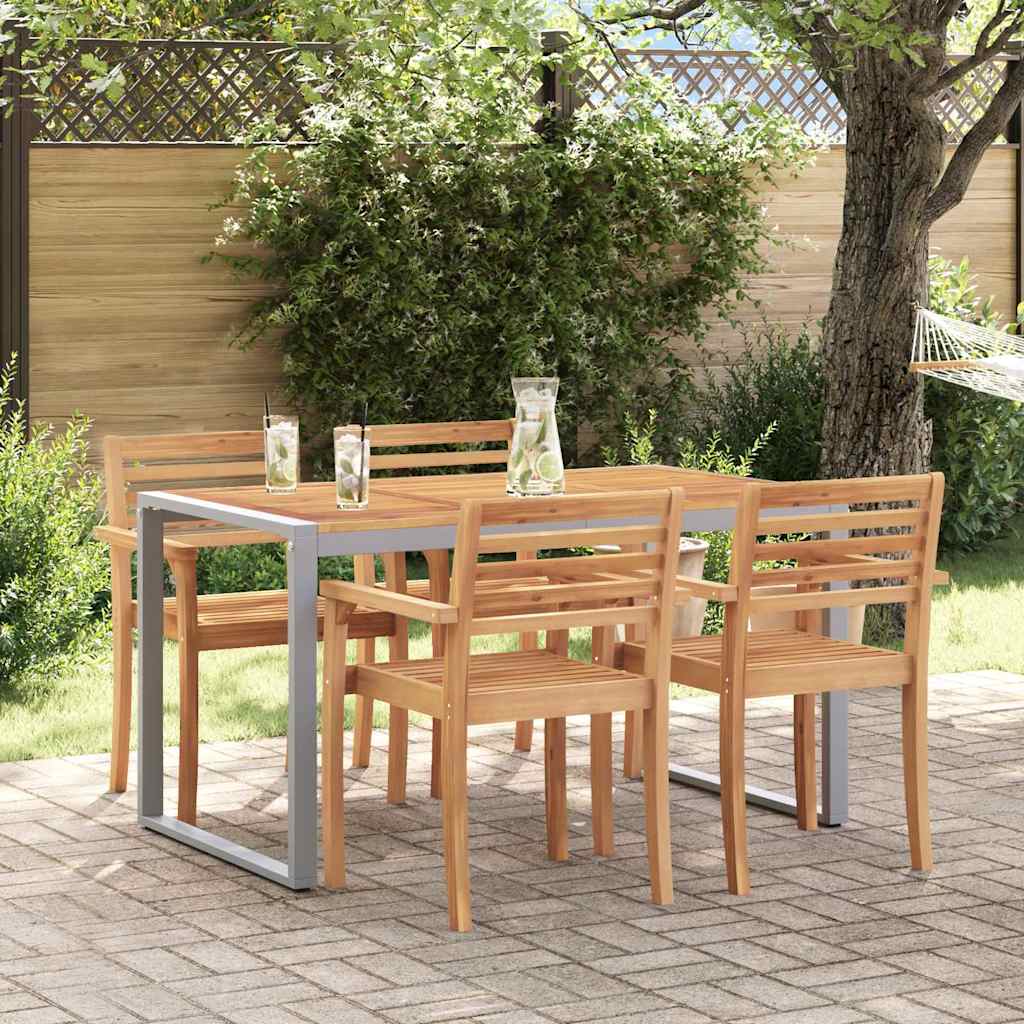 vidaXL Garden Table Grey 140 x 80 x 75 cm Solid Acacia Wood - 26329