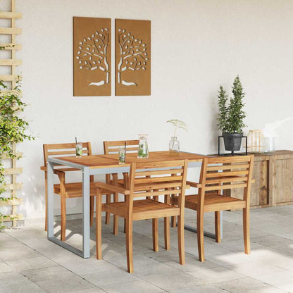 vidaXL Garden Table Grey 140 x 80 x 75 cm Solid Acacia Wood - 26329