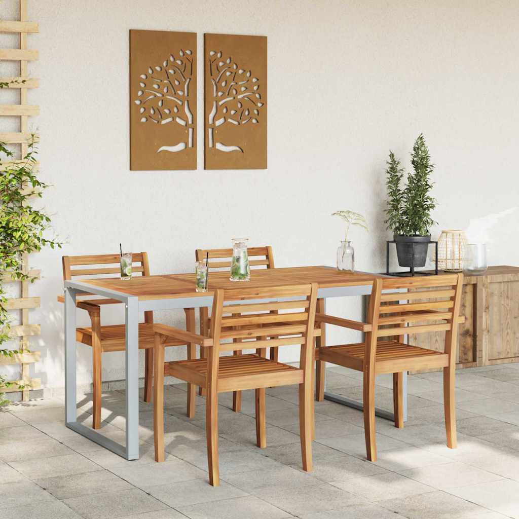 vidaXL Garden Table Grey 160 x 80 x 75 cm Solid Acacia Wood - 26330