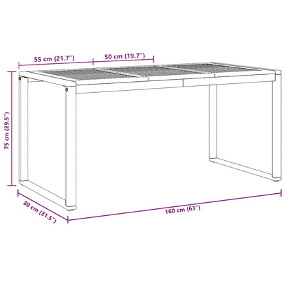 vidaXL Garden Table Grey 160 x 80 x 75 cm Solid Acacia Wood - 26330