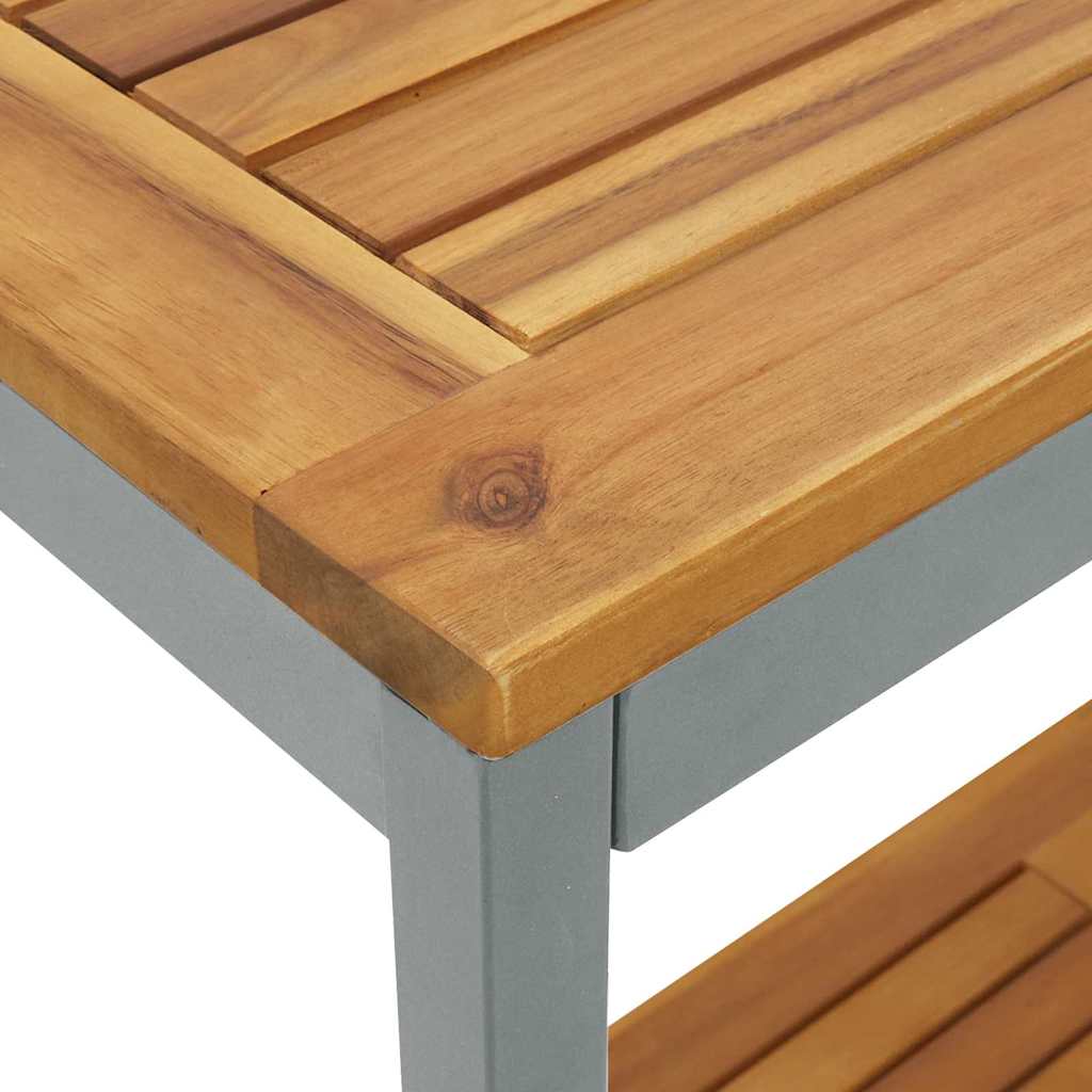 vidaXL Outdoor Table with Storage Natural and Grey 80 x 35 x 75 cm - Brown