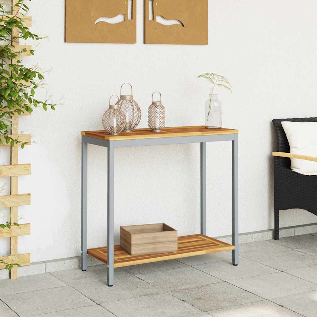 vidaXL Outdoor Table with Storage Natural and Grey 80 x 35 x 75 cm - Brown