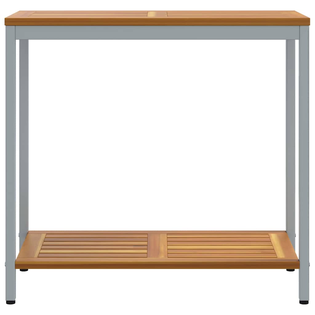 vidaXL Outdoor Table with Storage Natural and Grey 80 x 35 x 75 cm - Brown