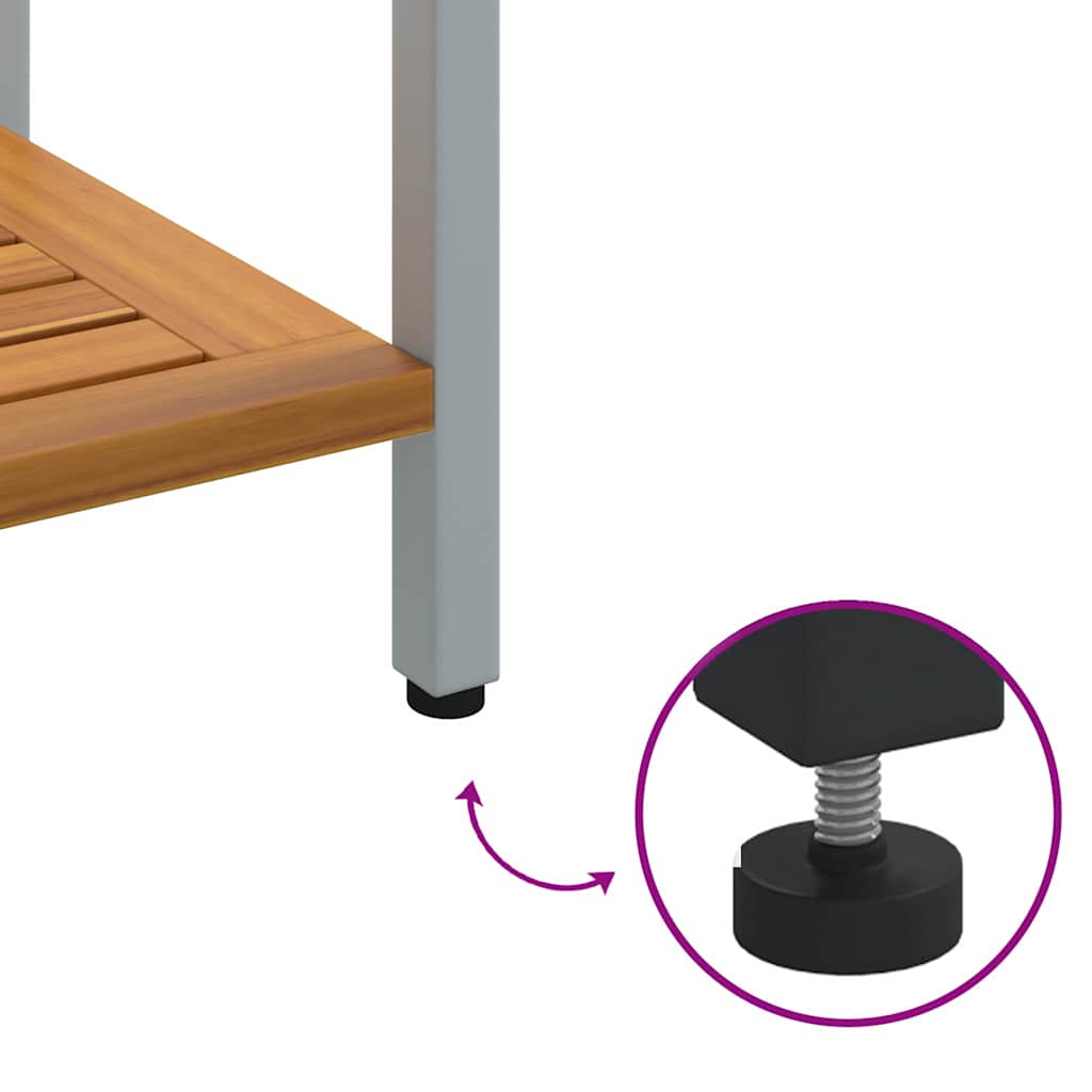 vidaXL Outdoor Table with Storage Natural and Grey 80 x 35 x 75 cm - Brown