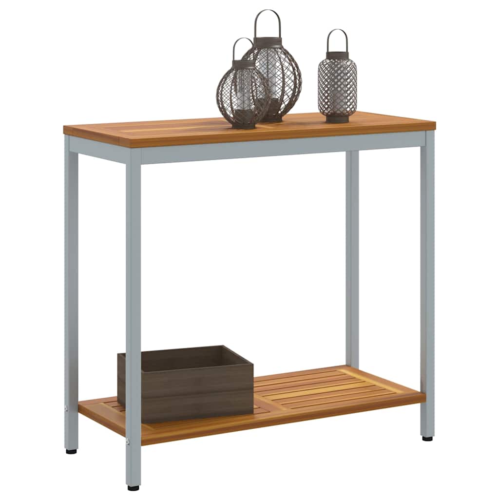 vidaXL Outdoor Table with Storage Natural and Grey 80 x 35 x 75 cm - Brown