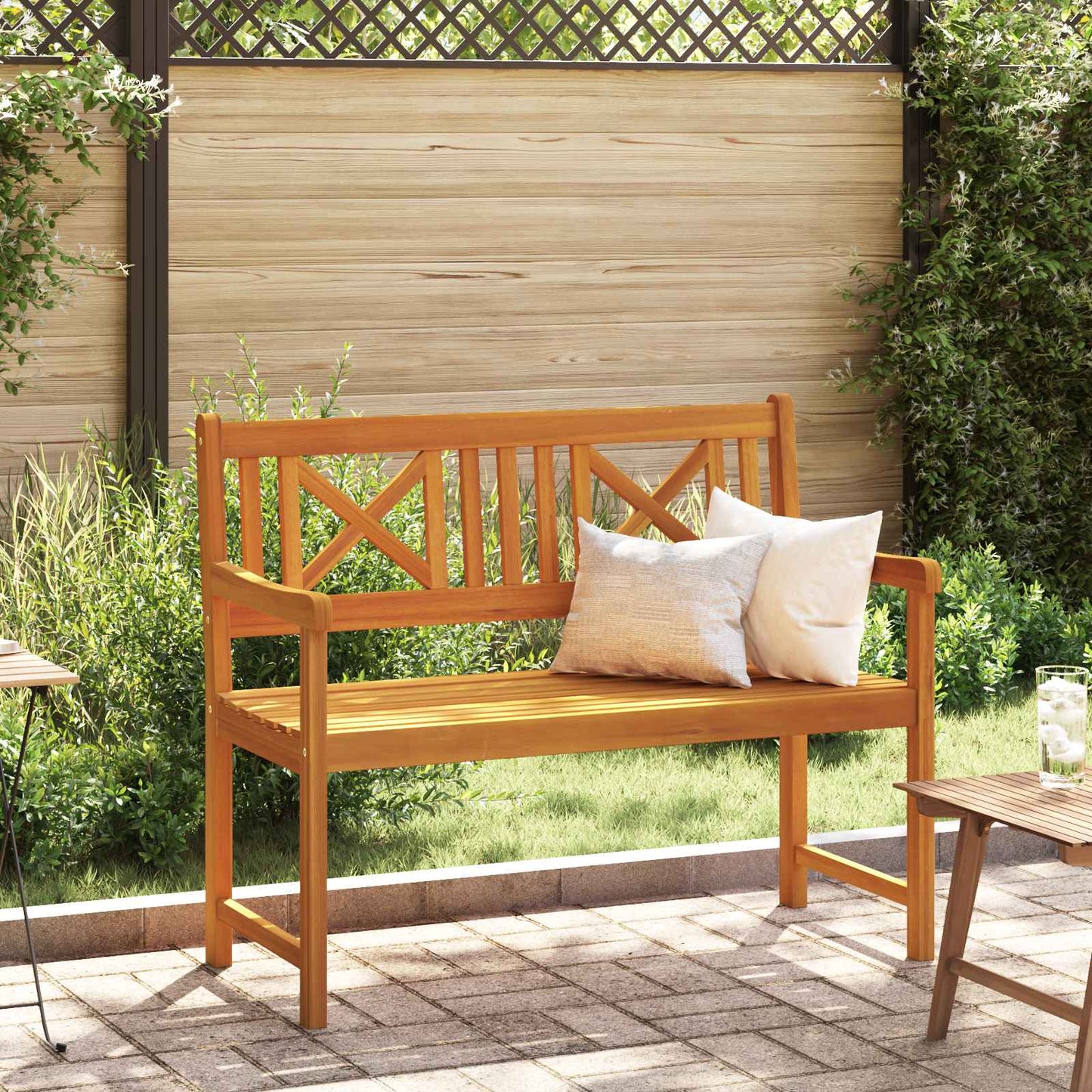 vidaXL Outdoor Bench Natural 110 x 56 x 90 cm Solid Acacia Wood - Brown