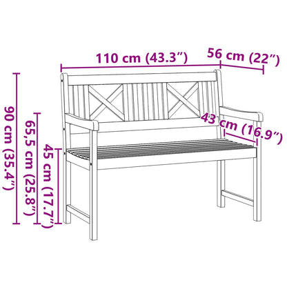 vidaXL Outdoor Bench Natural 110 x 56 x 90 cm Solid Acacia Wood - Brown