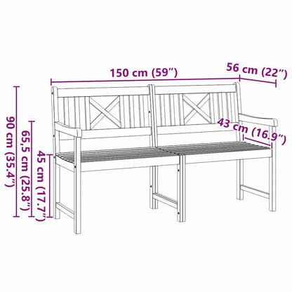 vidaXL Outdoor Bench Natural 150 x 56 x 90 cm Solid Acacia Wood - Brown