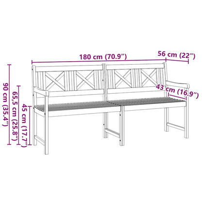 vidaXL Outdoor Bench Natural 180 x 56 x 90 cm Solid Acacia Wood - Brown