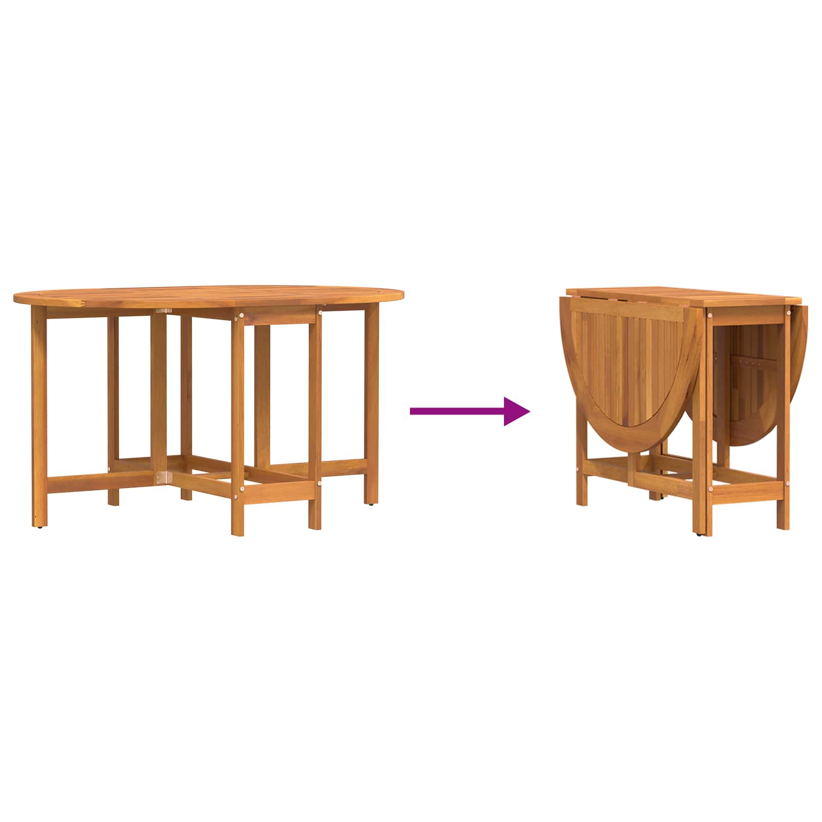 vidaXL Garden Table Folding Brown 110 x 60 x 72 cm Solid Acacia Wood