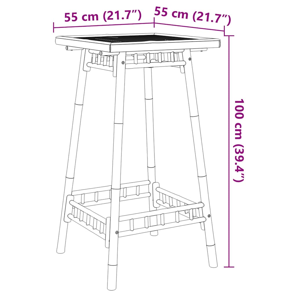 vidaXL Outdoor Bar Table Square 55x55x100 cm Bamboo - Brown