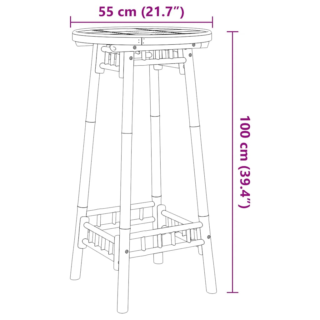 vidaXL Outdoor Bar Table Round Ø55x100 cm Bamboo - Brown