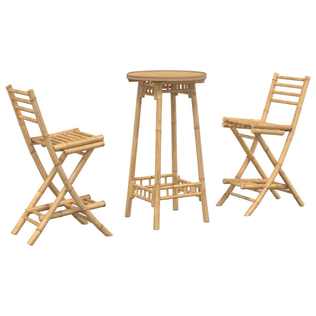 vidaXL 3 Piece Outdoor Bar Set Foldable Bamboo - Brown
