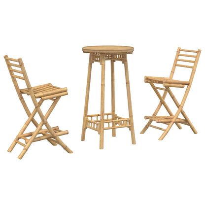 vidaXL 3 Piece Outdoor Bar Set Foldable Bamboo - Brown