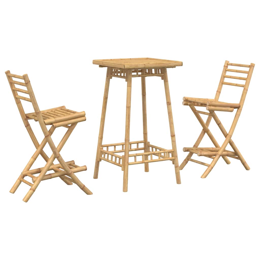vidaXL 3 Piece Outdoor Bar Set Foldable Bamboo - Brown - 26475
